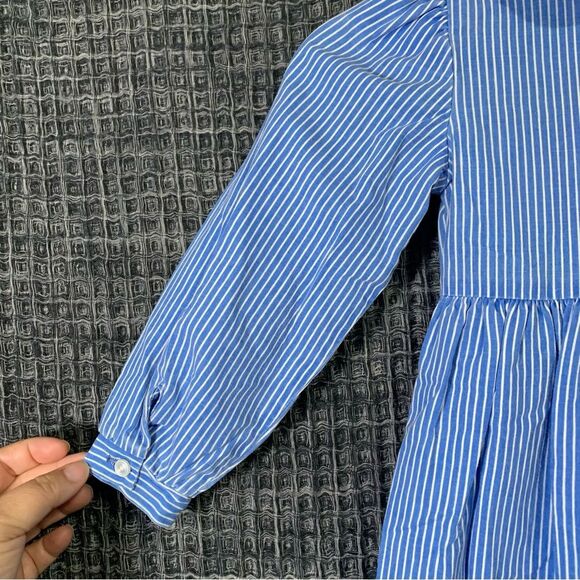 SYLVIA WHYTE Vintage Made in USA Blue & White Long Sleeve Dress Girl Size 4 #524 - Picture 5 of 12